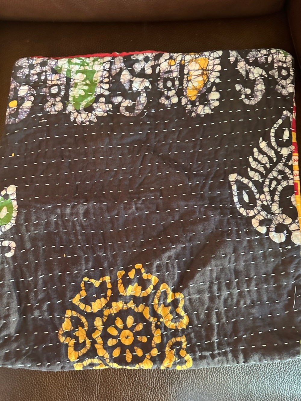 Stunning 16x16 Kantha Pillow Cover